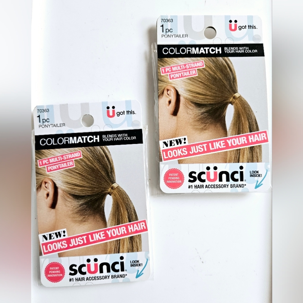 NWT 》2×《 SCÜNCI COLORMATCH SILICONE PONYTAILERS: BLONDE HAIR!